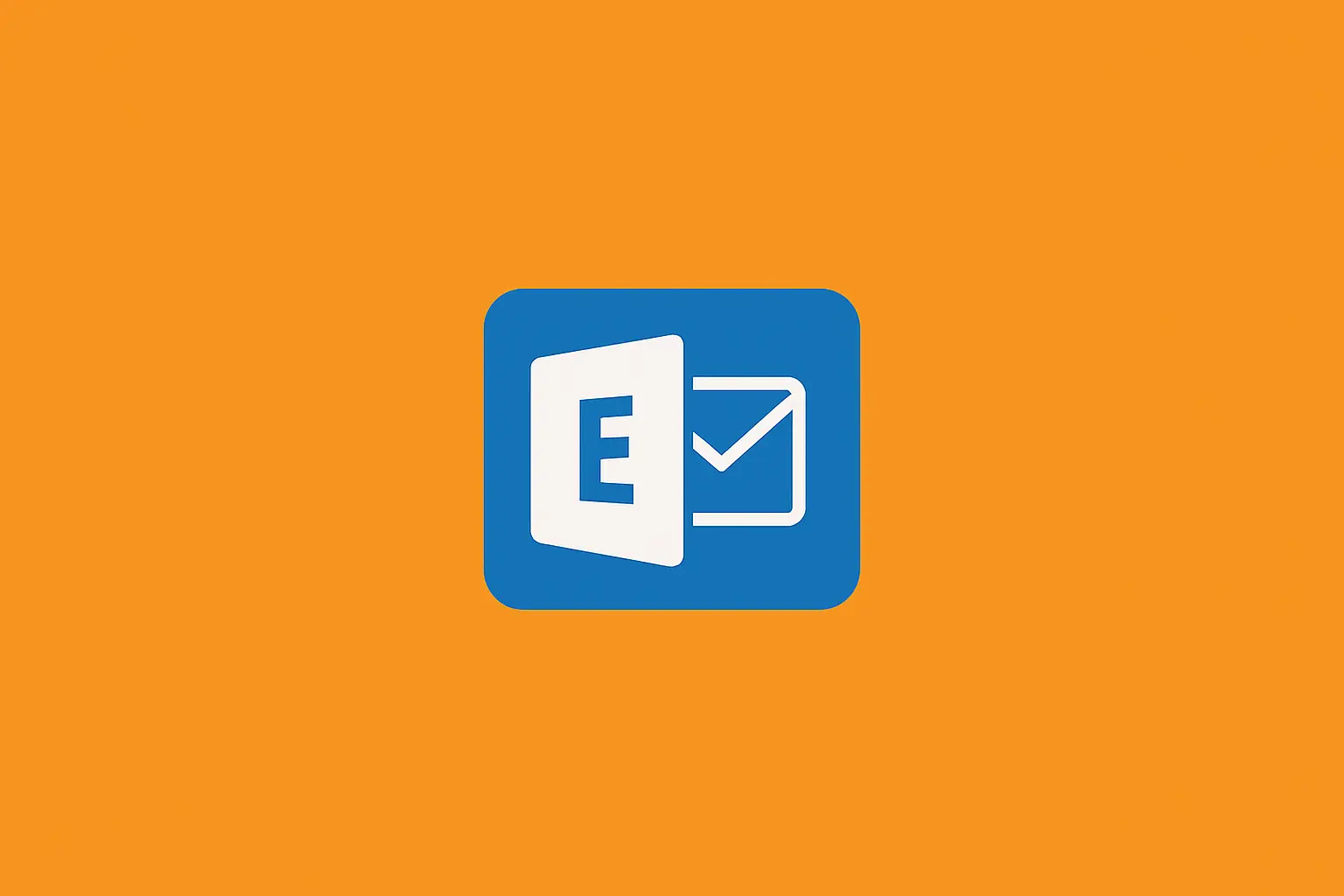 Icona con la lettera E per Microsoft Exchange e una busta che rappresenta un'e-mail, su sfondo monocolore.