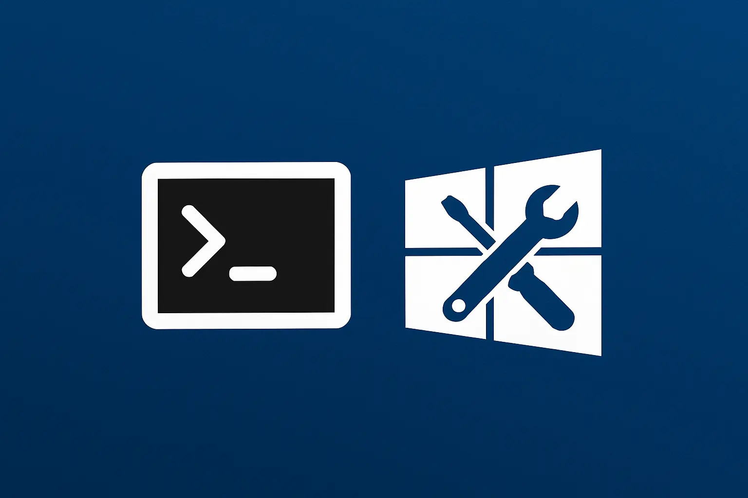 Logo of cmdadmin.net with the Windows symbol and work tools superimposed, representing the guide to repairing Windows components.